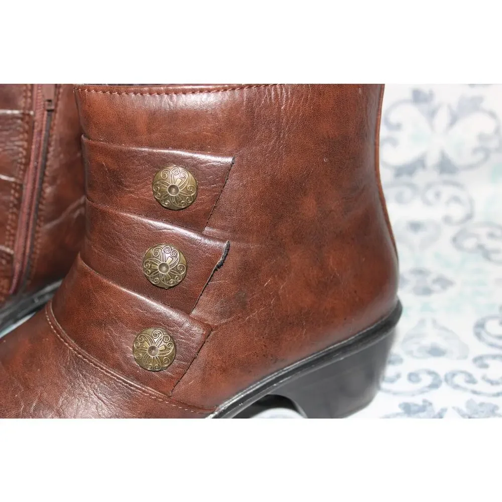 Easy Street Arlene Wave Comfort Ankle‎ Boots Brown Women's 8M